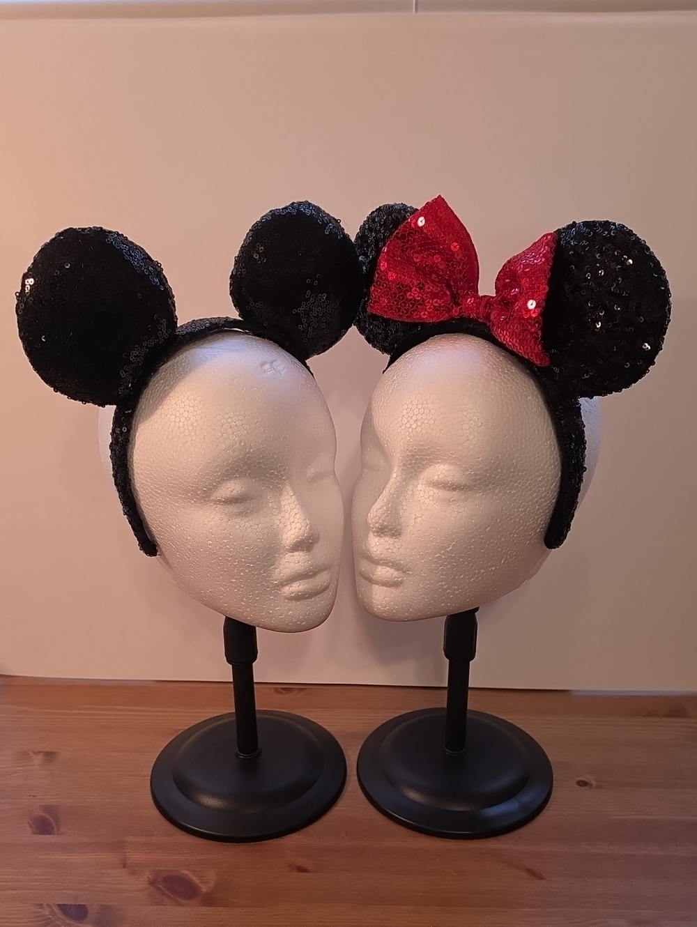 Sequin Mickey & Minnie Mouse Ear Headbands - Set Of 2